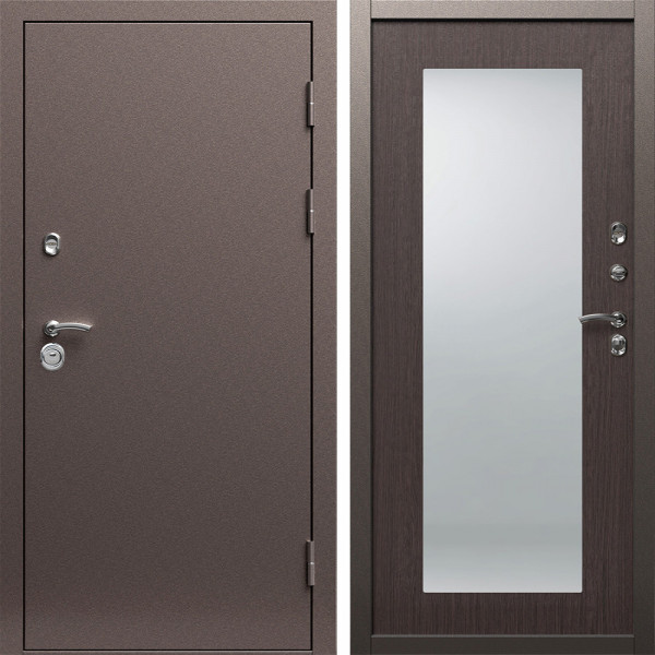 Входная дверь Termo-Door Техно Медь Антик - Зеркало Триумф венге