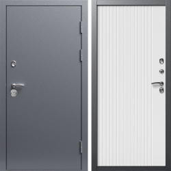 Входная дверь Termo-Door Техно Серебро Антик - Флэт Белый софт