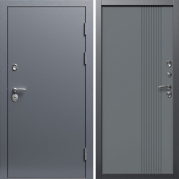 Входная дверь Termo-Door Техно Серебро Антик - Страйп Грей Софт
