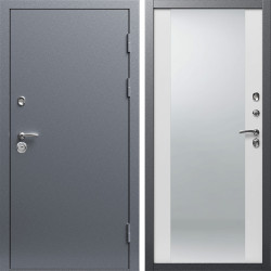Входная дверь Termo-Door Техно Серебро Антик - Зеркало белый софт
