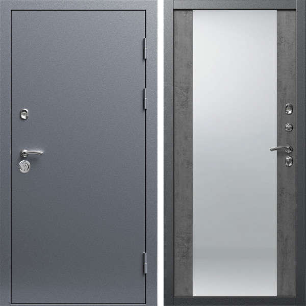 Входная дверь Termo-Door Техно Серебро Антик - Зеркало бетон темный