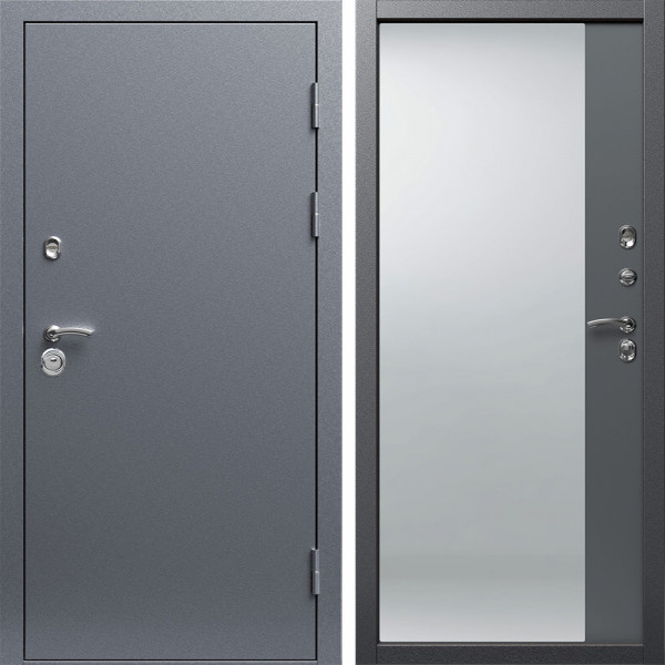 Входная дверь Termo-Door Техно Серебро Антик - Зеркало Фацет Grey софт