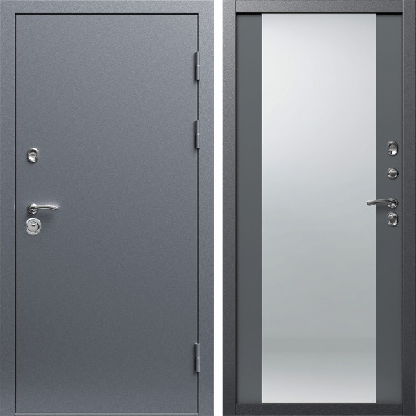 Входная дверь Termo-Door Техно Серебро Антик - Зеркало Grey Софт