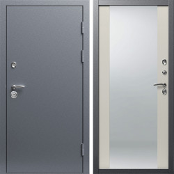 Входная дверь Termo-Door Техно Серебро Антик - Зеркало Слоновая кость