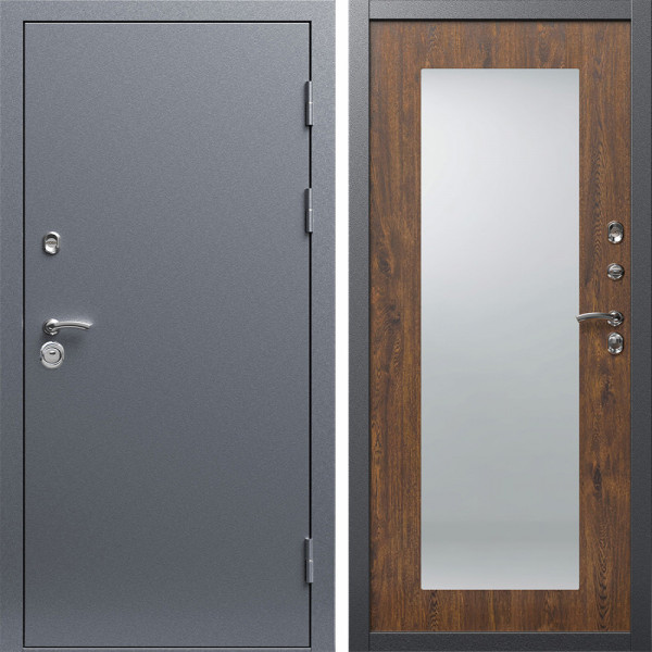 Входная дверь Termo-Door Техно Серебро Антик - Зеркало Триумф дуб