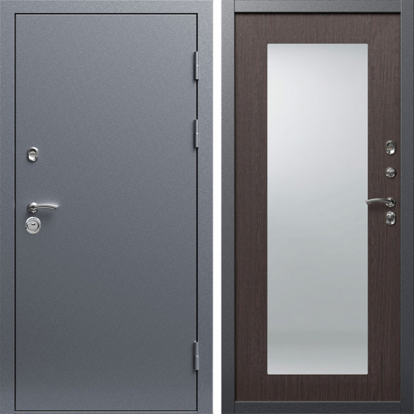 Входная дверь Termo-Door Техно Серебро Антик - Зеркало Триумф венге