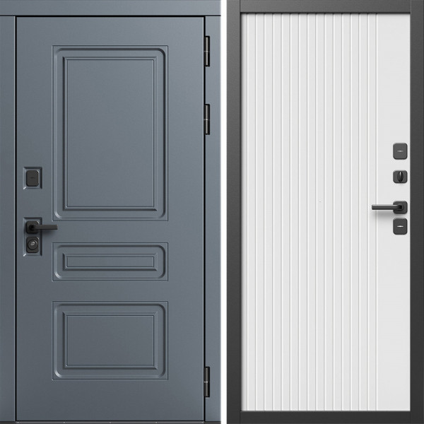 Входная дверь Termo-Door Аляска Графит - Флэт Белый софт