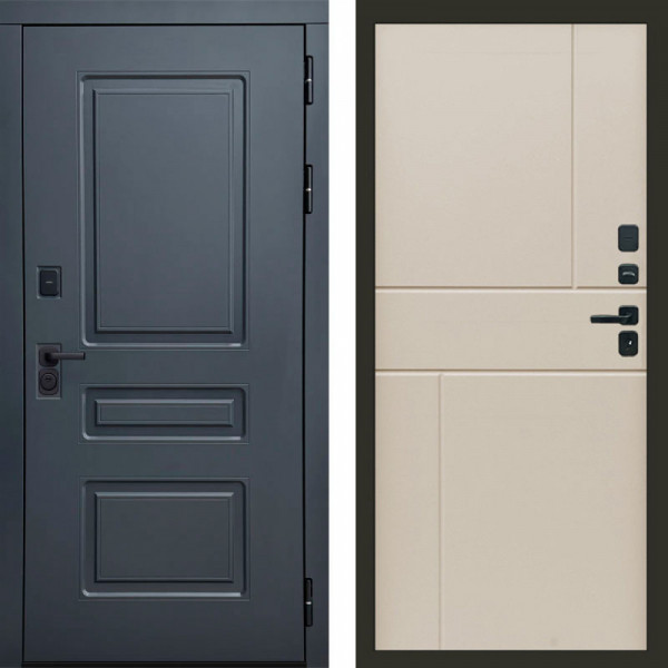 Входная дверь Termo-Door Аляска Графит - Горизонт Слоновая кость