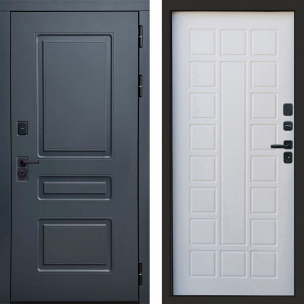 Входная дверь Termo-Door Аляска Графит - Престиж белое дерево
