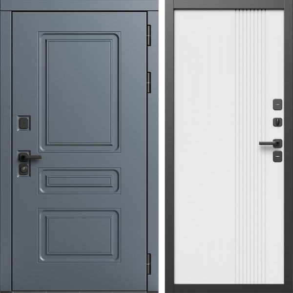 Входная дверь Termo-Door Аляска Графит - Страйп Белый Софт