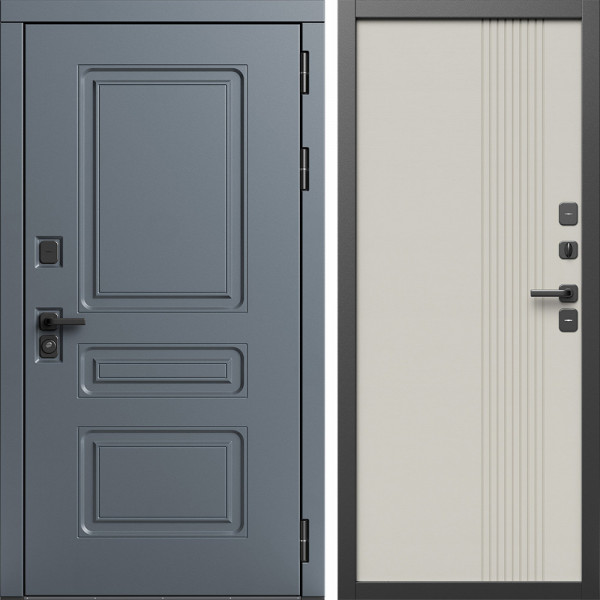Входная дверь Termo-Door Аляска Графит - Страйп Слоновая Кость