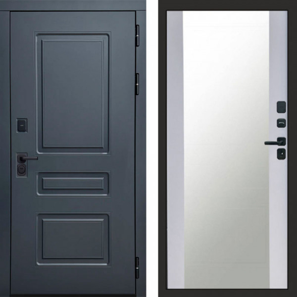 Входная дверь Termo-Door Аляска Графит - Зеркало белый софт