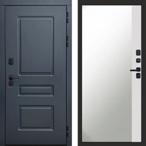 Входная дверь Termo-Door Аляска Графит - Зеркало Фацет Белый софт