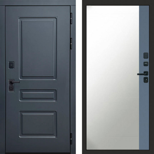 Входная дверь Termo-Door Аляска Графит - Зеркало Фацет Grey софт