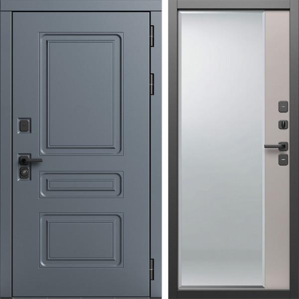 Входная дверь Termo-Door Аляска Графит - Зеркало Фацет Капучино