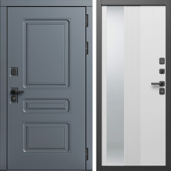 Входная дверь Termo-Door Аляска Графит - Зеркало Люмис Белый Софт