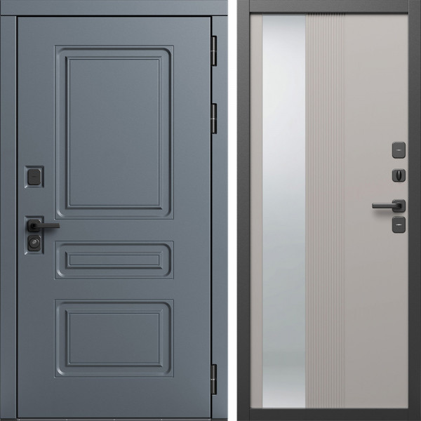 Входная дверь Termo-Door Аляска Графит - Зеркало Люмис Капучино