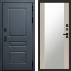 Входная дверь Termo-Door Аляска Графит - Зеркало Слоновая кость