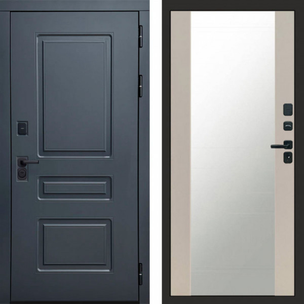 Входная дверь Termo-Door Аляска Графит - Зеркало Слоновая кость