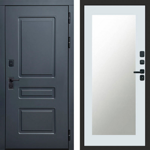 Входная дверь Termo-Door Аляска Графит - Зеркало Триумф Белый софт