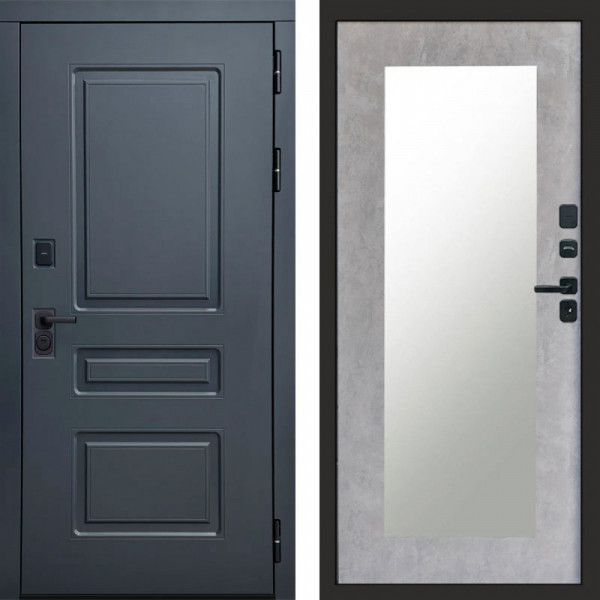 Входная дверь Termo-Door Аляска Графит - Зеркало Триумф бетон светлый
