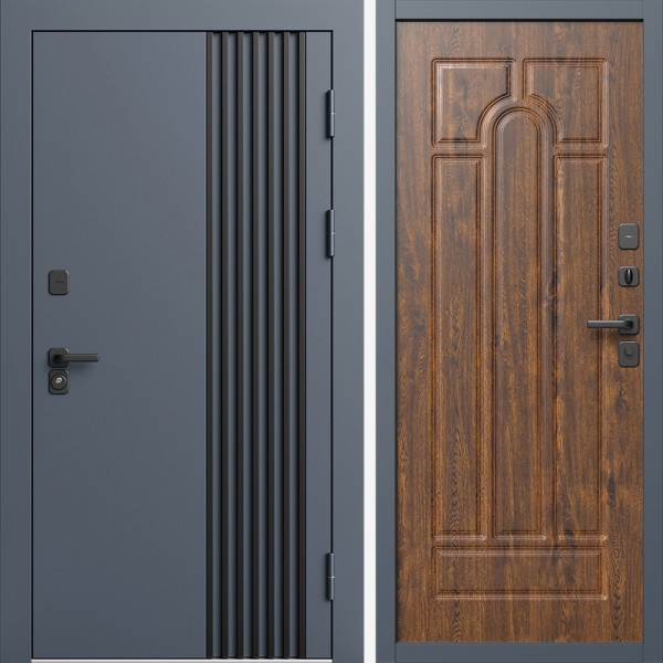 Входная дверь Termo-Door Фортис Ral 7024 - Арка дуб