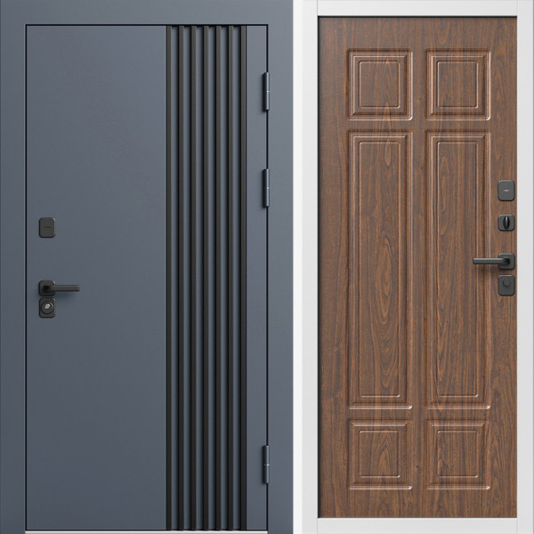 Входная дверь Termo-Door Фортис Ral 7024 - Белый Короб Изнутри Без серии Орех премиум