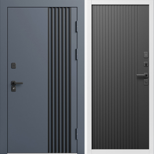Входная дверь Termo-Door Фортис Ral 7024 - Белый Короб Изнутри Флэт Черный кварц
