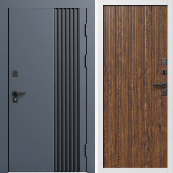 Входная дверь Termo-Door Фортис Ral 7024 - Белый Короб Изнутри Флэт Дуб