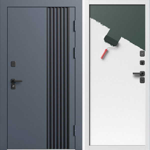 Входная дверь Termo-Door Фортис Ral 7024 - Белый Короб Изнутри Гладкая Панель Под Покраску (грунт)