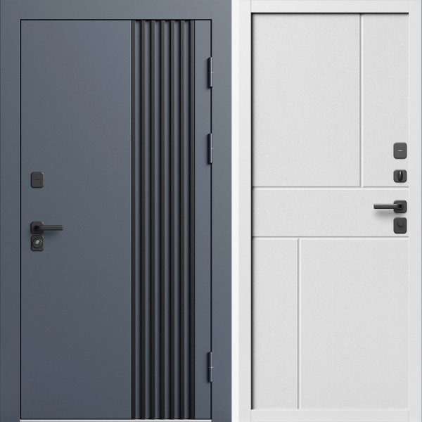 Входная дверь Termo-Door Фортис Ral 7024 - Белый Короб Изнутри Горизонт белый