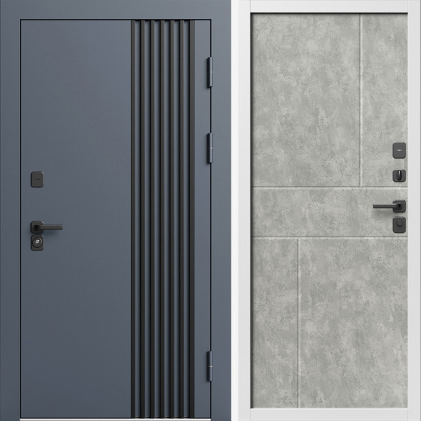 Входная дверь Termo-Door Фортис Ral 7024 - Белый Короб Изнутри Горизонт бетон светлый