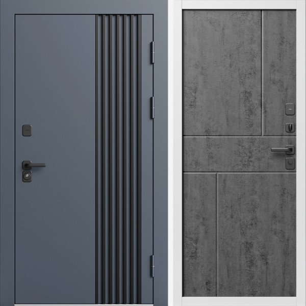 Входная дверь Termo-Door Фортис Ral 7024 - Белый Короб Изнутри Горизонт бетон темный
