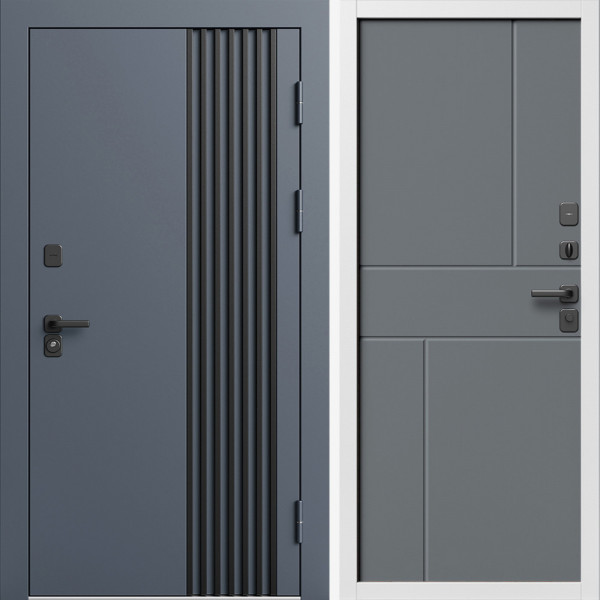 Входная дверь Termo-Door Фортис Ral 7024 - Белый Короб Изнутри Горизонт Grey софт