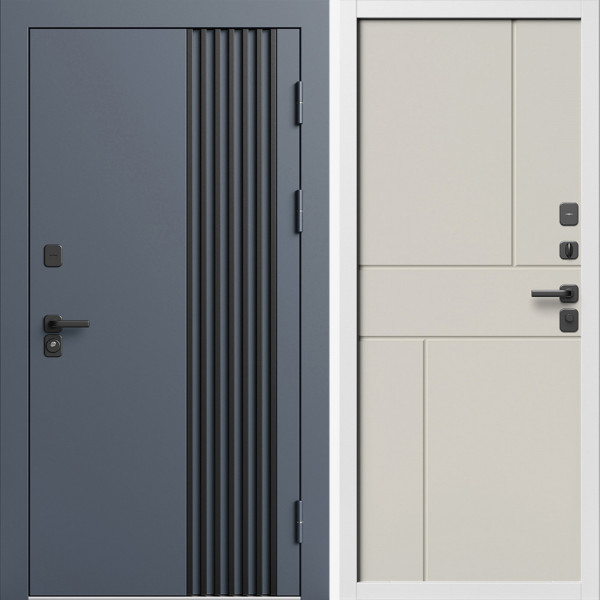 Входная дверь Termo-Door Фортис Ral 7024 - Белый Короб Изнутри Горизонт Слоновая кость