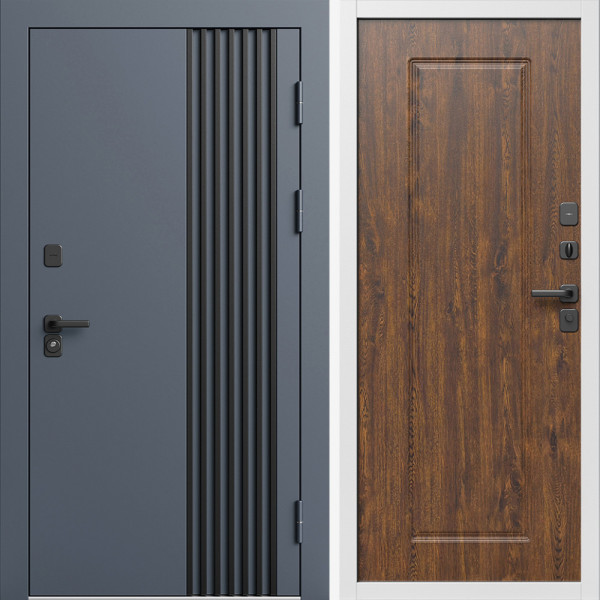 Входная дверь Termo-Door Фортис Ral 7024 - Белый Короб Изнутри Гранд Дуб
