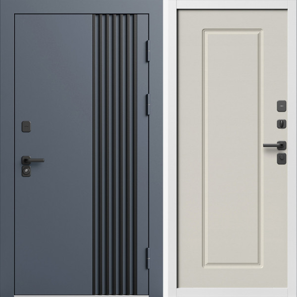 Входная дверь Termo-Door Фортис Ral 7024 - Белый Короб Изнутри Гранд Слоновая кость