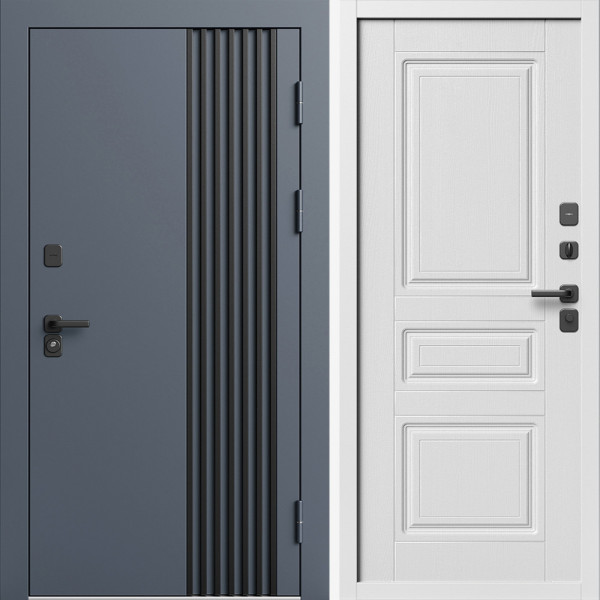Входная дверь Termo-Door Фортис Ral 7024 - Белый Короб Изнутри Классика белое дерево