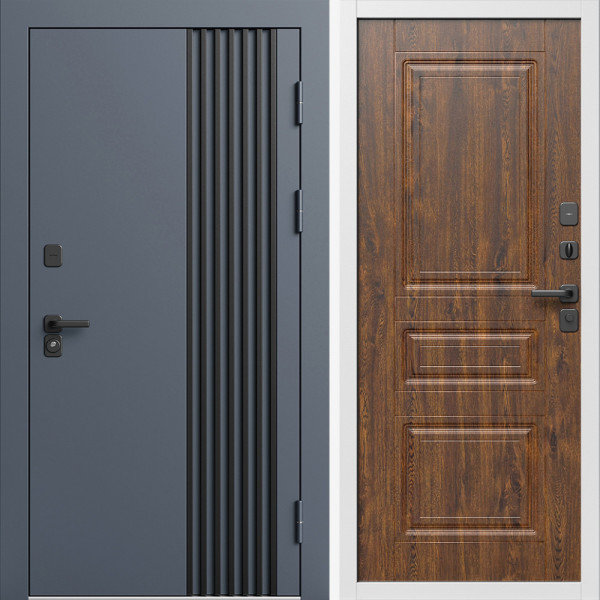 Входная дверь Termo-Door Фортис Ral 7024 - Белый Короб Изнутри Классика дуб
