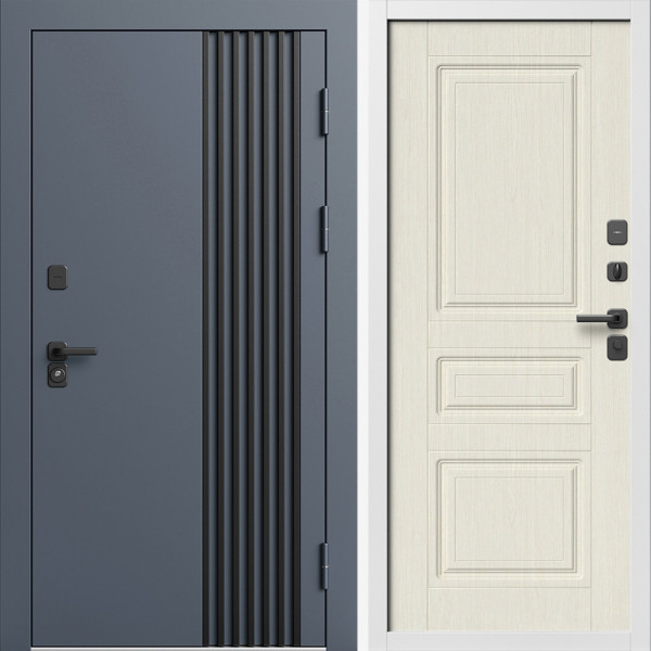 Входная дверь Termo-Door Фортис Ral 7024 - Белый Короб Изнутри Классика лиственница