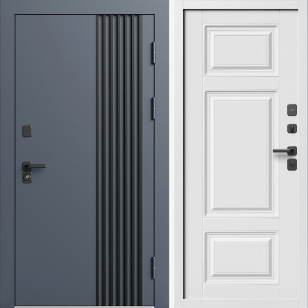 Входная дверь Termo-Door Фортис Ral 7024 - Белый Короб Изнутри Лион Белый софт