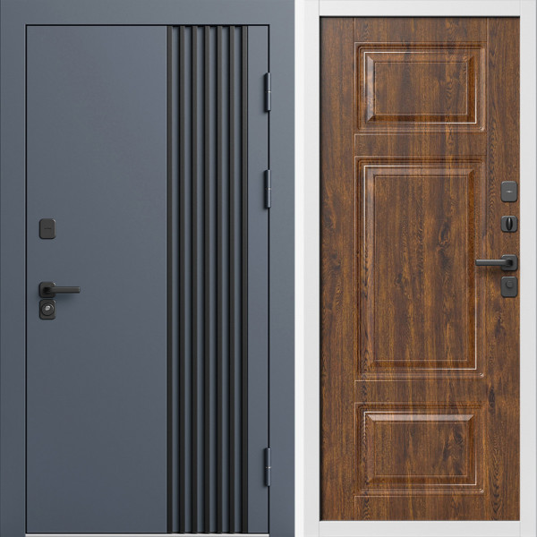 Входная дверь Termo-Door Фортис Ral 7024 - Белый Короб Изнутри Лион Дуб