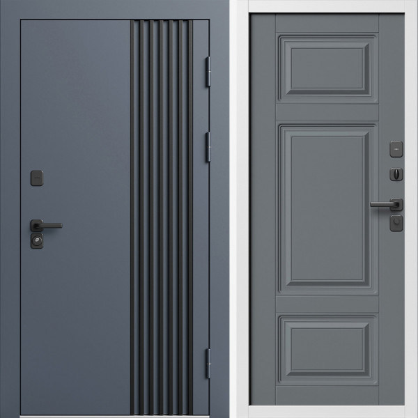 Входная дверь Termo-Door Фортис Ral 7024 - Белый Короб Изнутри Лион Grey софт