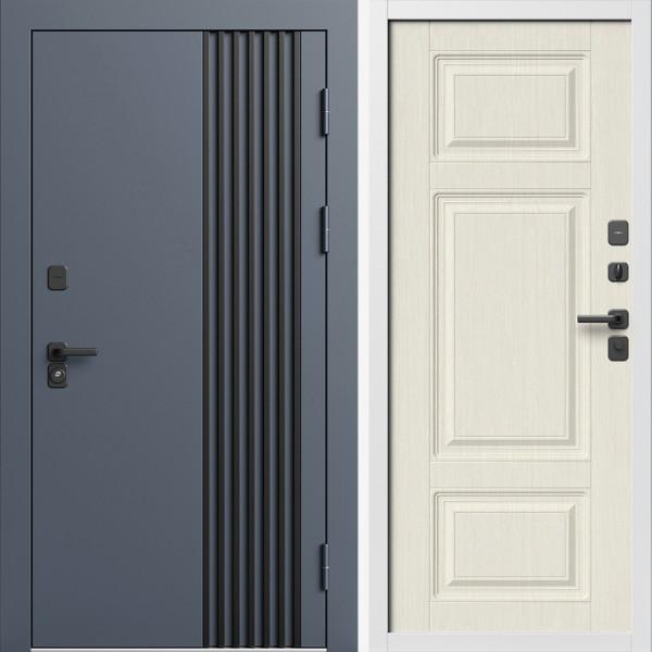 Входная дверь Termo-Door Фортис Ral 7024 - Белый Короб Изнутри Лион Лиственница