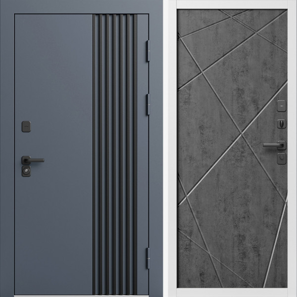 Входная дверь Termo-Door Фортис Ral 7024 - Белый Короб Изнутри Лучи бетон темный