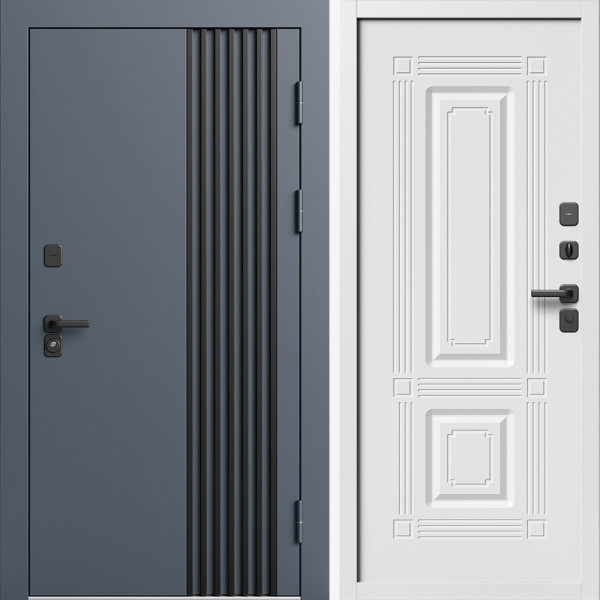Входная дверь Termo-Door Фортис Ral 7024 - Белый Короб Изнутри Мадрид Белый софт