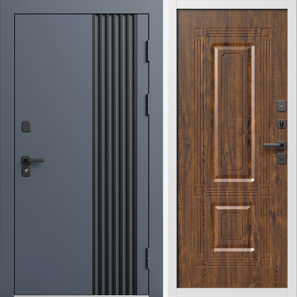 Входная дверь Termo-Door Фортис Ral 7024 - Белый Короб Изнутри Мадрид Дуб