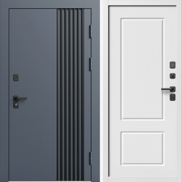 Входная дверь Termo-Door Фортис Ral 7024 - Белый Короб Изнутри Марсель Белый софт