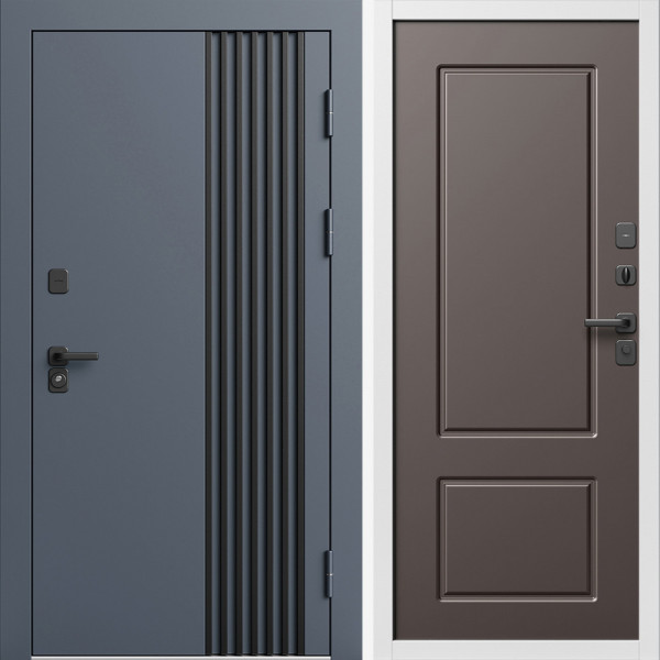 Входная дверь Termo-Door Фортис Ral 7024 - Белый Короб Изнутри Марсель Шоколад