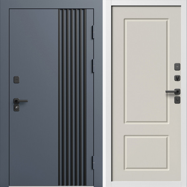 Входная дверь Termo-Door Фортис Ral 7024 - Белый Короб Изнутри Марсель Слоновая кость
